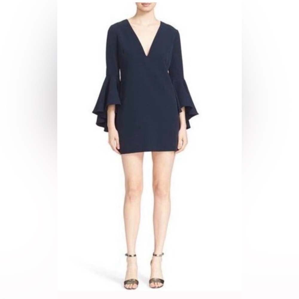 Milly Nicole Navy Italian Cady Bell Sleeve Shift Dress 8